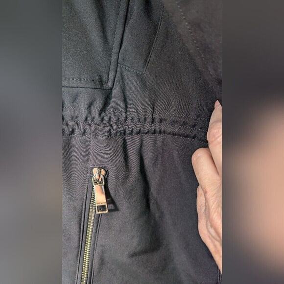 Nine West Women’s Soft Shell Removable Hood Zip Up Trench Coat Black Size L - Picture 5 of 14